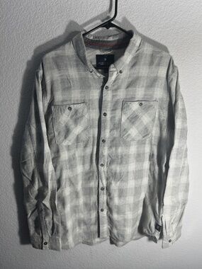 Roark Revival Flannel Shirt Mens XL Gray Plaid Cotton Long Sleeve Button Down